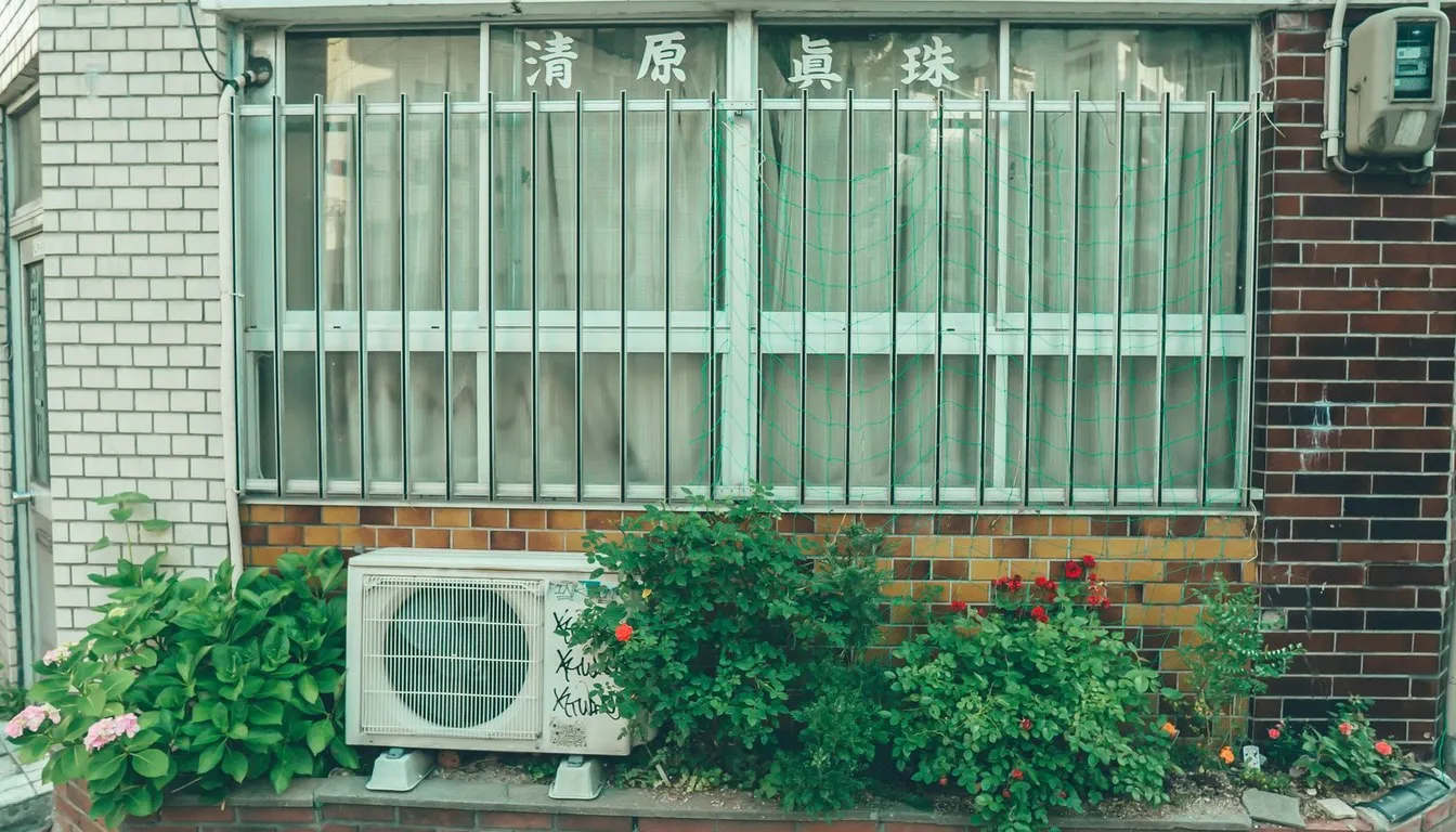 Mini-split air conditioner unit outside a brick house