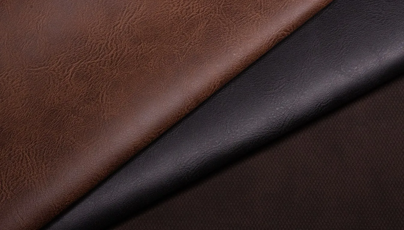 Folded brown leather hides